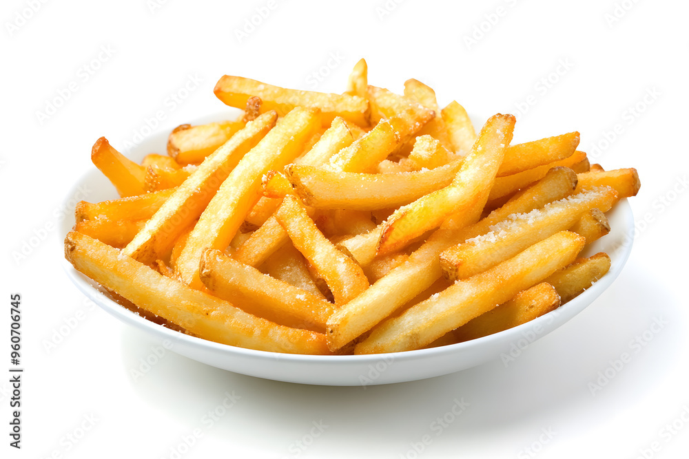 Garlic Parmesan French Fries on white plate, Isolated on White Background Garlic Parmesan French Fries on white plate, Isolated on White Background
