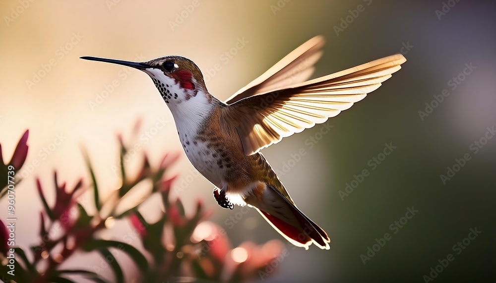 Fototapeta premium Close-up of a hummingbird in flight
