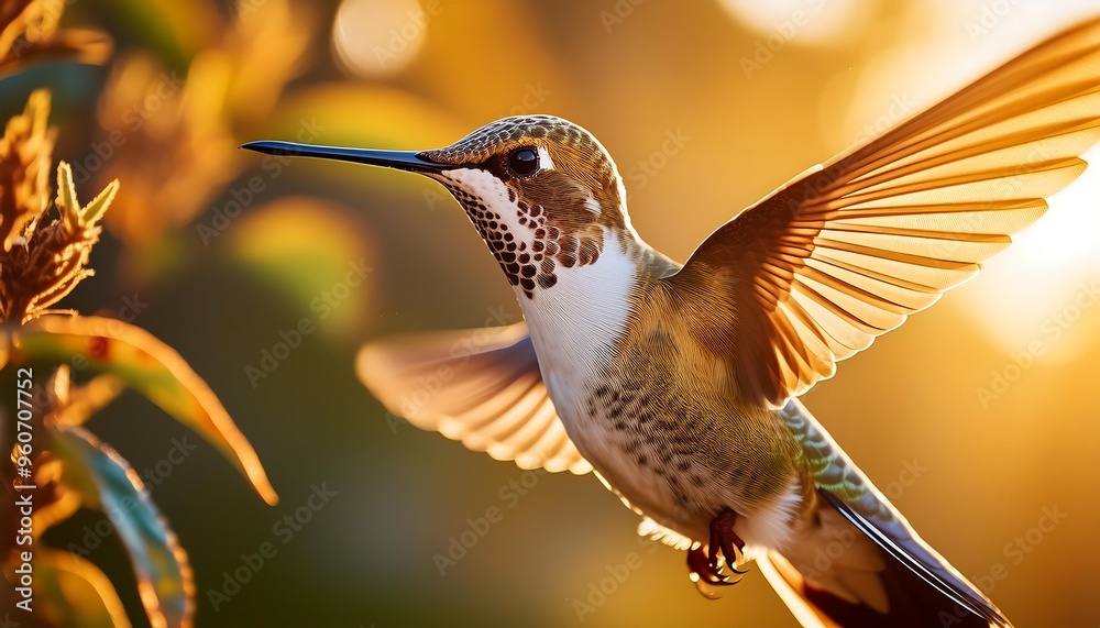 Fototapeta premium Close-up of a hummingbird in flight
