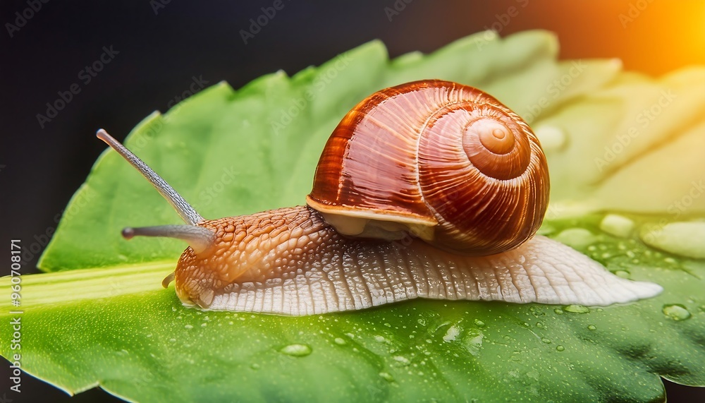 Close-up of a snail on a leaf