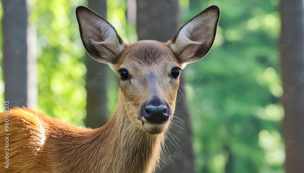 Fototapeta premium Close-up of a young deer in the woods