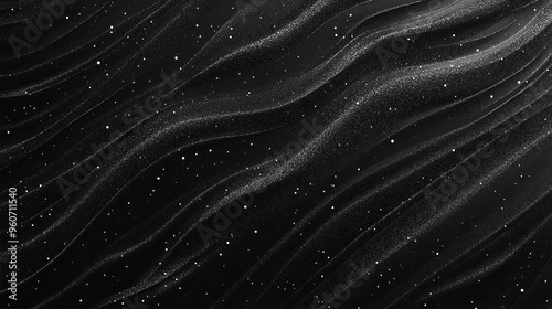 Wallpaper Mural Abstract black background with shimmering waves and sparkling stars creating a cosmic atmosphere. Torontodigital.ca