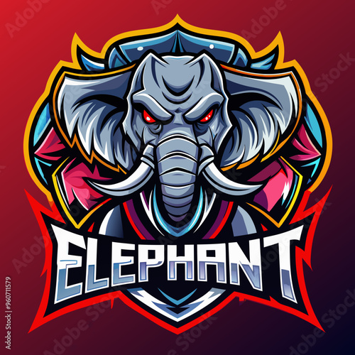 Elephant mascot esport game logo illustration for sport game team