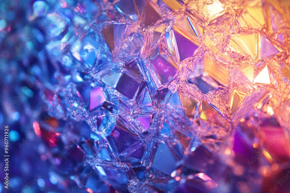 A bright textured surface with a sparkling, diamond-like texture, catching and reflecting light in brilliant, prismatic colors. A bright textured surface with a sparkling, diamond-like texture, catching and reflecting light in brilliant, prismatic colors.