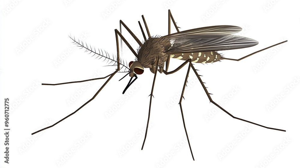 A mosquito is standing on a white background A mosquito is standing on a white background