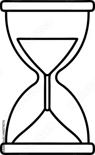 Black And White Outline Of An Hourglass Symbolizing Time, Patience, And The Passage Of Life