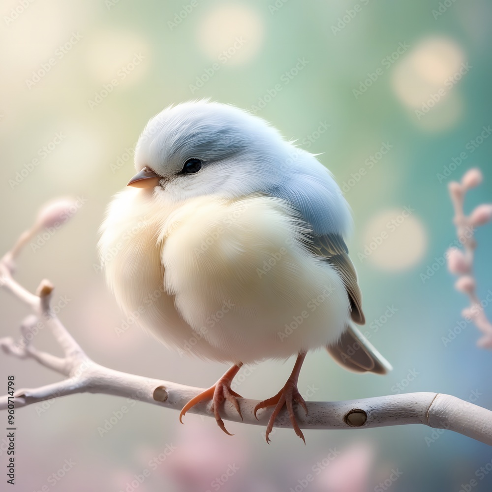 A beautiful bird sits on branch in the forest. Generative Ai A beautiful bird sits on branch in the forest. Generative Ai