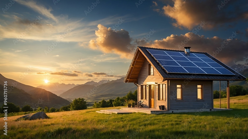 Obraz premium solar panels on a roof