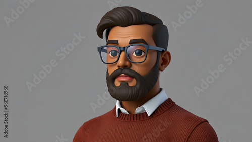 Confident Modern Man, 3D Render, Neutral Background