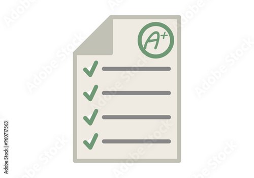 Examen de estudio aprobado con nota verde