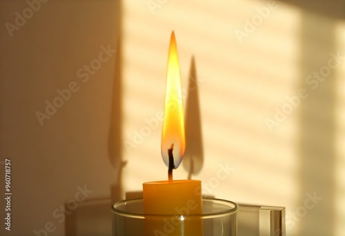 A tall flame rising from a candlewick create with ai