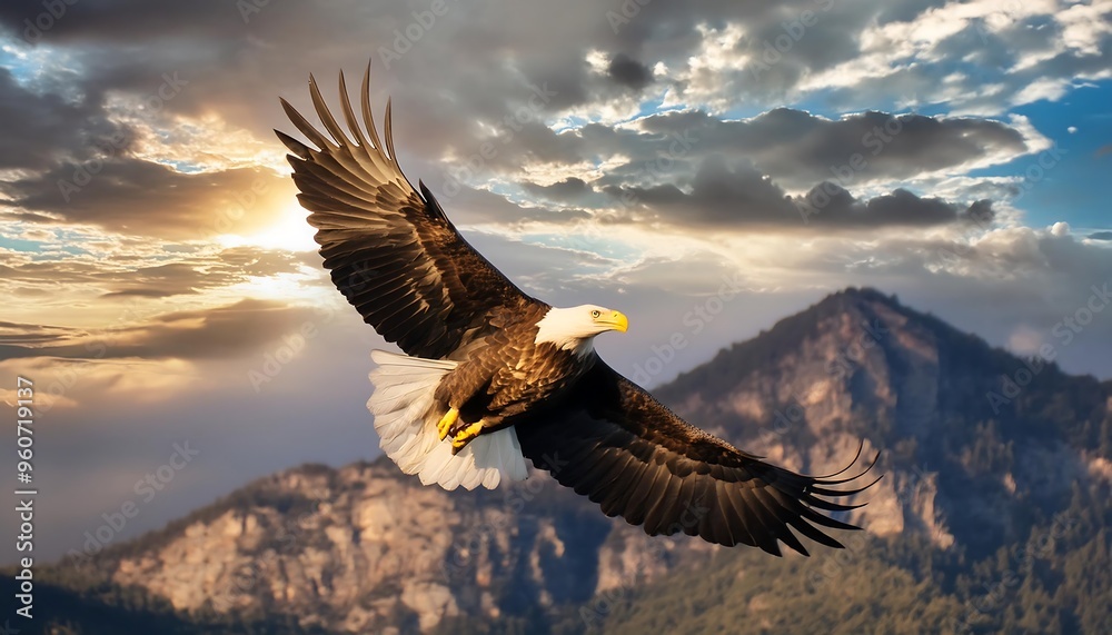 Obraz premium Majestic eagle soaring in the sky 