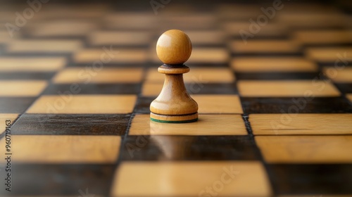 Chess Piece on a Wooden Board