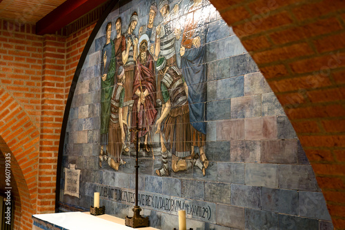 interior decor, pictures and models within a large spanish building, Santuario de Torreciudad, a spectacular Marian shrine in honor of the Blessed Virgin Mary photo