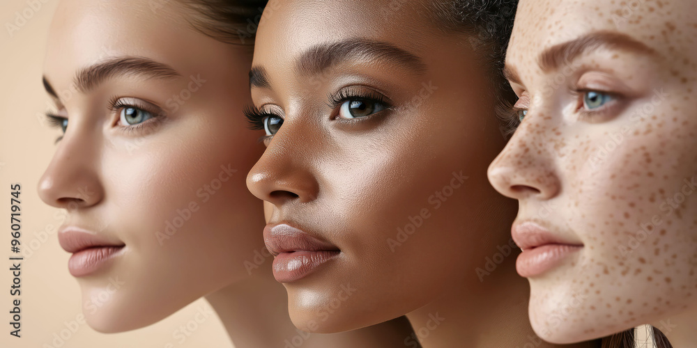 Fototapeta premium Diverse beauty: natural skin tones and features in modern portrait photography