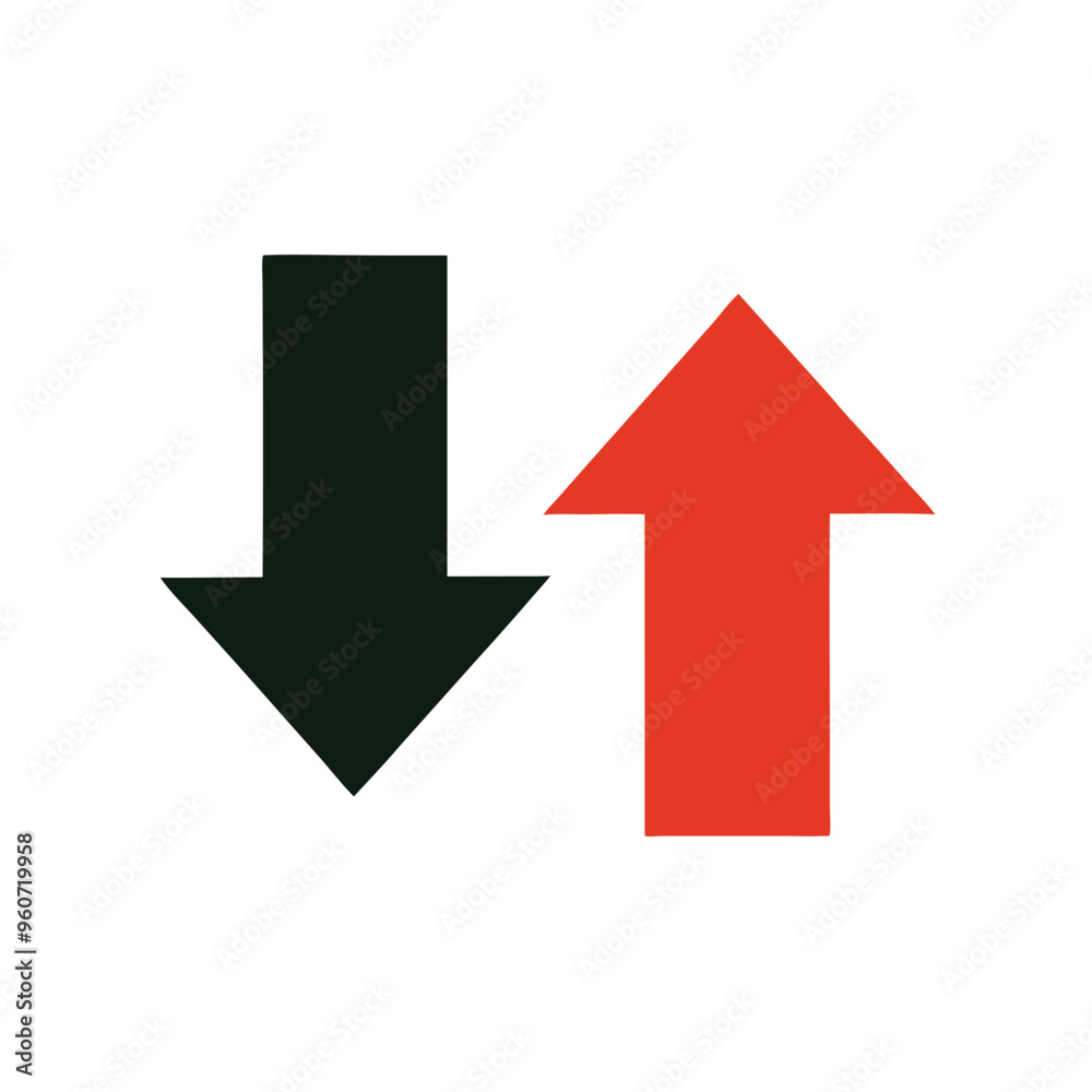 Up and down arrow, Push and Pull round warning vector illustration, isolated white background Up and down arrow, Push and Pull round warning vector illustration, isolated white background