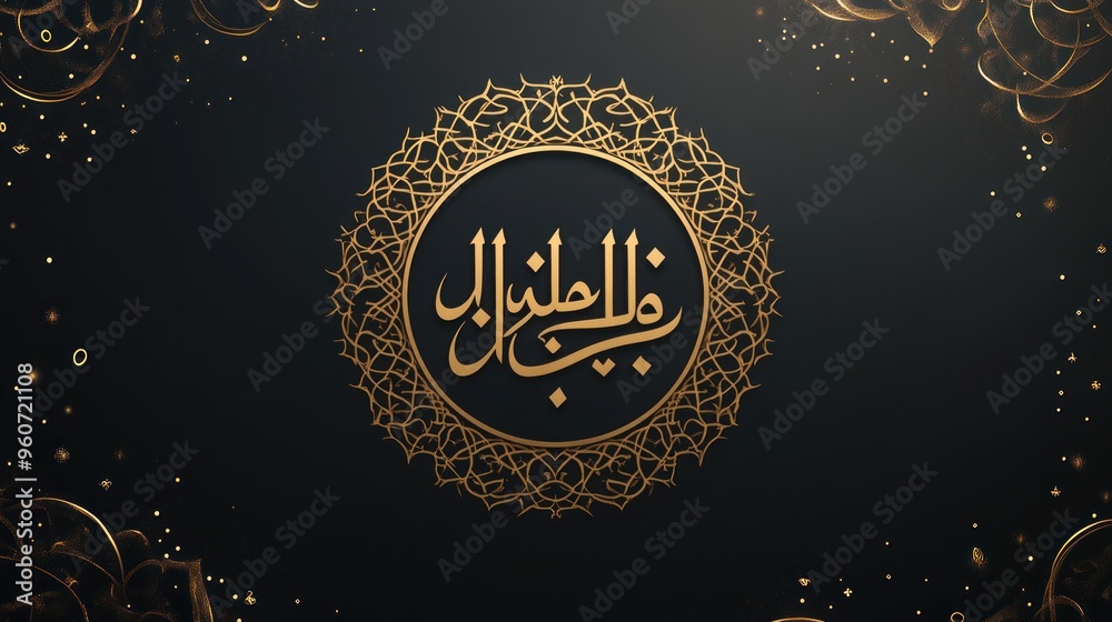 Fototapeta premium Islamic Calligraphy Design with Golden Ornament