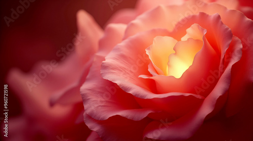 Abstract background fluttering thin red fabric shape of rose. AI generated