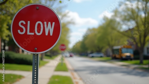 Caution School Zone Slow Down Sign