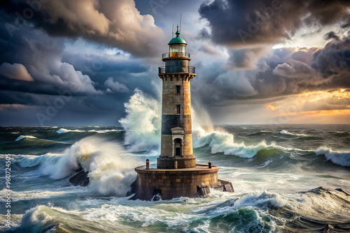 lighthouse at dusk