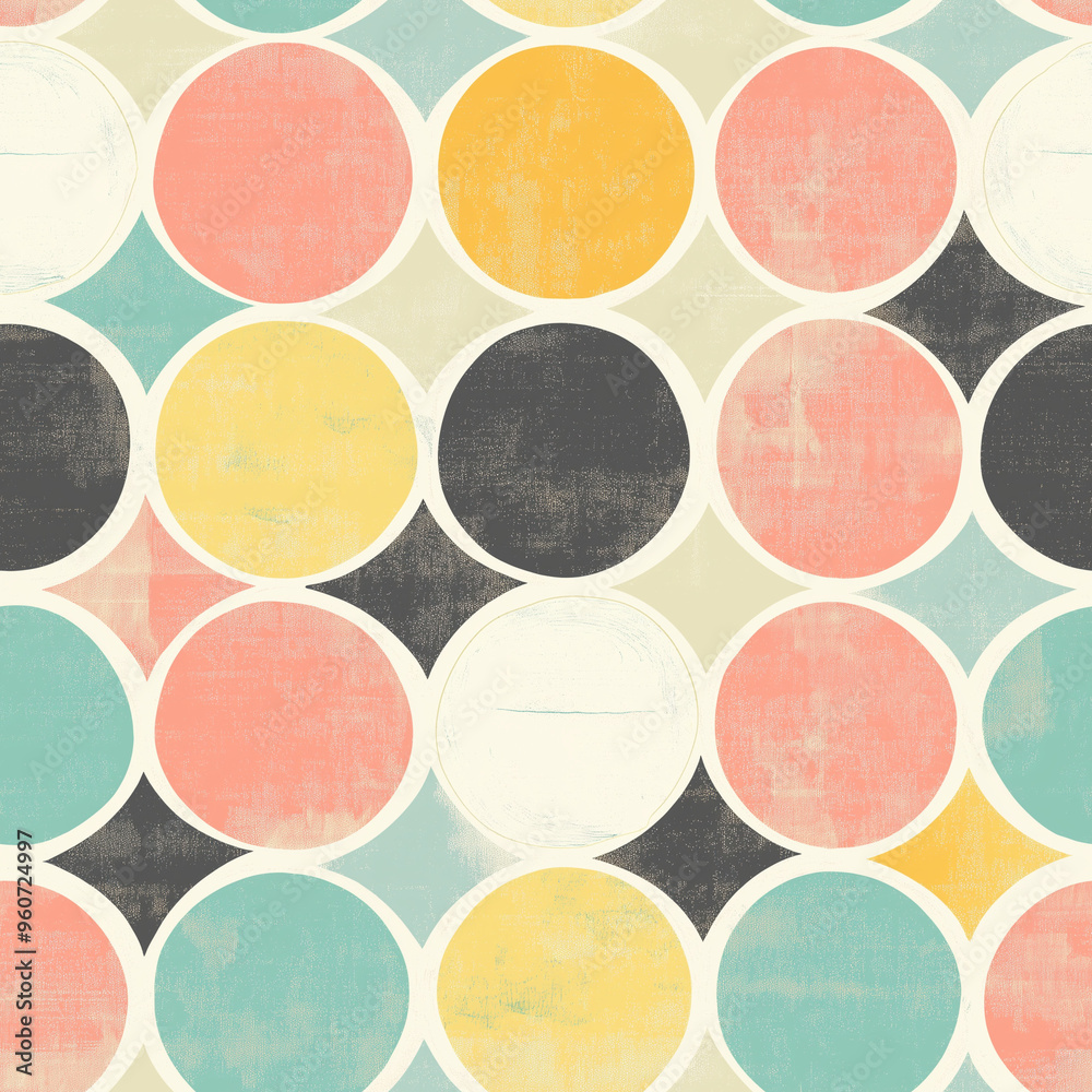 Pastel grunge style seamless background with circles Pastel grunge style seamless background with circles
