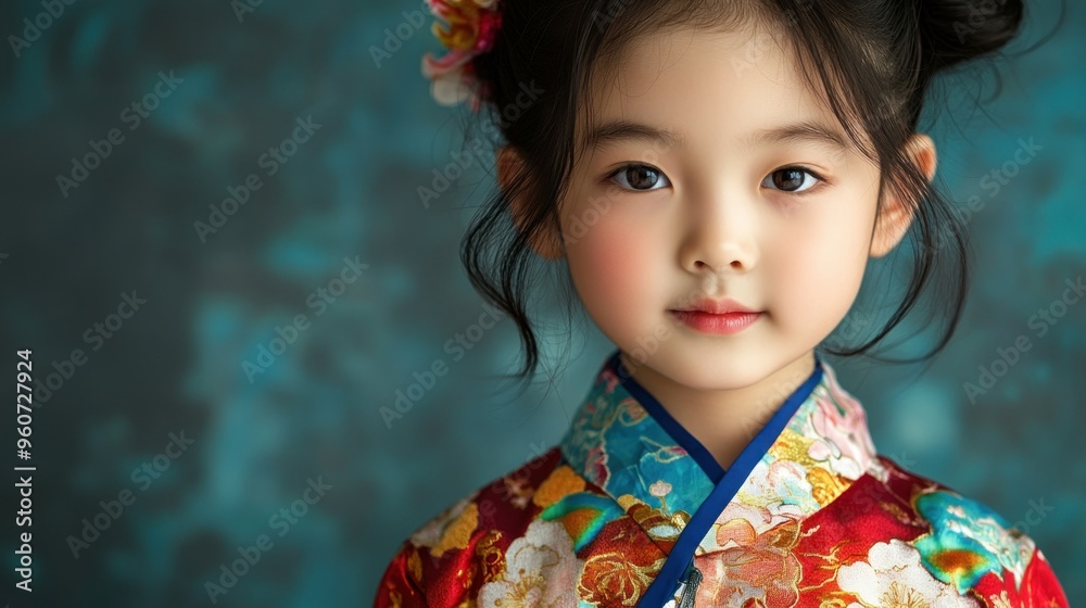 Young Girl in a Red and Floral Kimono Young Girl in a Red and Floral Kimono