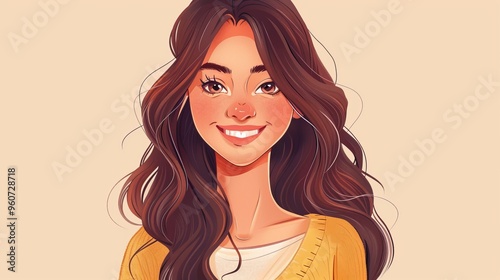 woman smiling illustration.