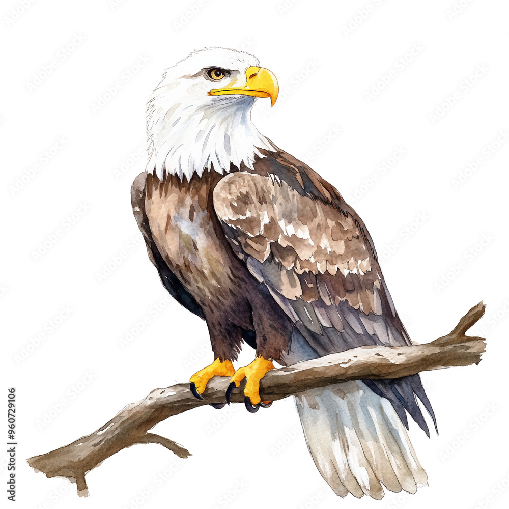 Mature Bald Eagle Perched on a Branch Surrounded by Nature Mature Bald Eagle Perched on a Branch Surrounded by Nature