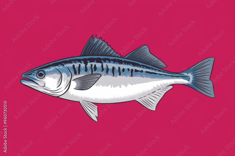 Fototapeta premium Stylized Fish Illustration on Pink Background