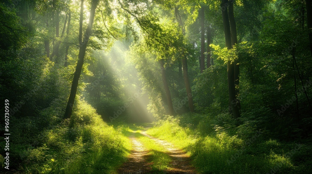 Sunlight Illuminating Forest Path Sunlight Illuminating Forest Path