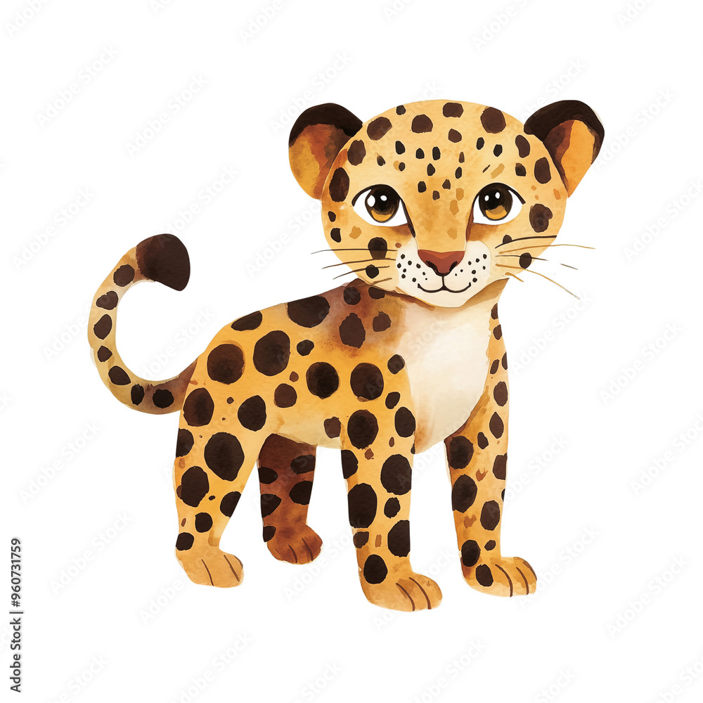 Happy Cartoon Leopard Standing Proudly in a Playful Pose Happy Cartoon Leopard Standing Proudly in a Playful Pose