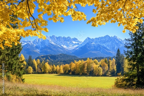 Lapszanka pass, Poland and Slovakia, view of the Tatra mountains, autumn colors photo