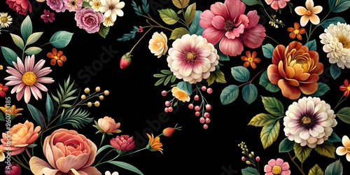 Wallpaper Mural seamless pattern with flowers Torontodigital.ca