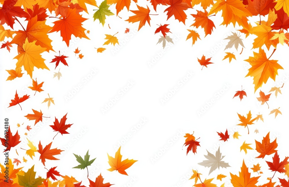 Isolated on white background, autumn maple leaves falling. Isolated on white background, autumn maple leaves falling.
