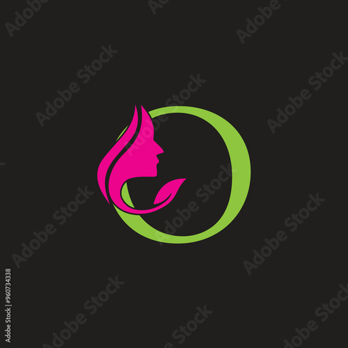 o with beauty face logo icon.eps