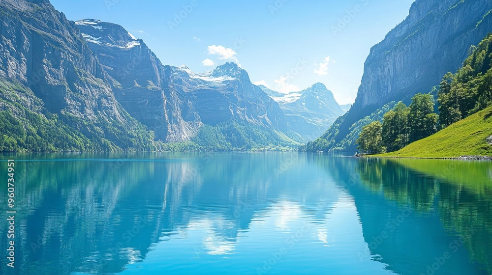 Blue water with mountain landscape Blue water with mountain landscape
