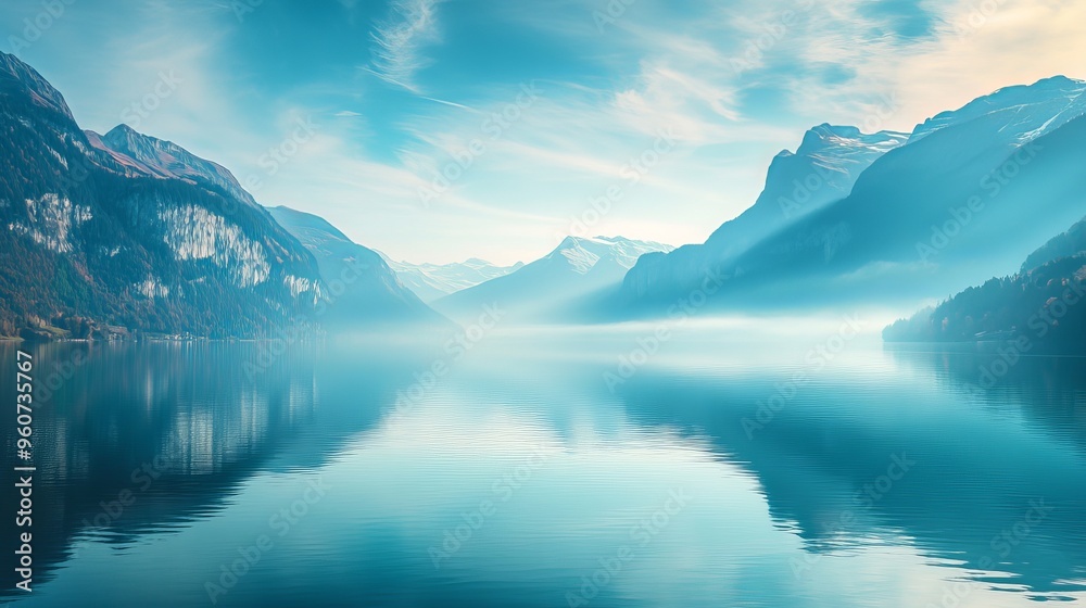 Blue water with mountain landscape Blue water with mountain landscape