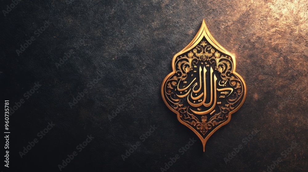 Arabic Calligraphy of Allah in a Golden Frame