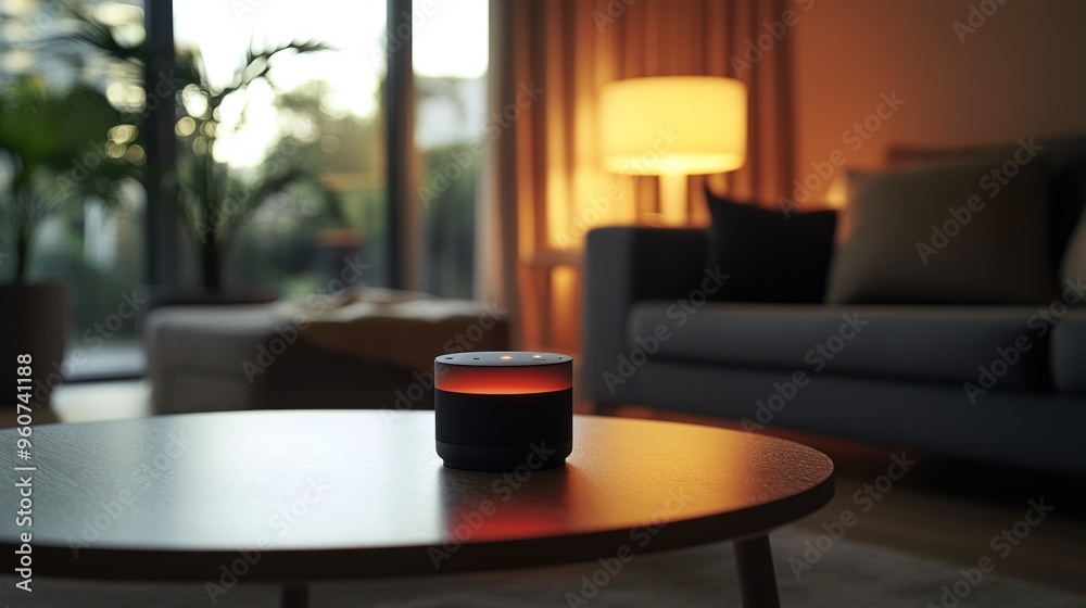 Smart Home Speaker on a Coffee Table Smart Home Speaker on a Coffee Table