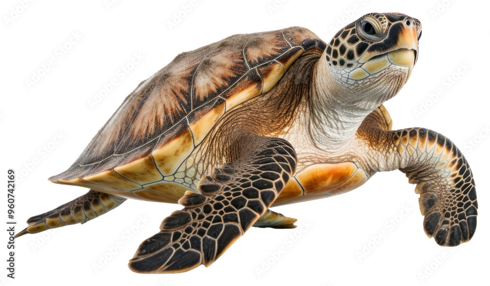 Obraz premium PNG A sea turtle swimming on the white background