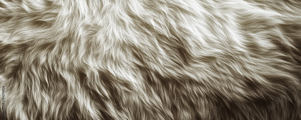 A fur textured surface with long, wavy strands, creating a luxurious, flowing texture with a soft feel.
