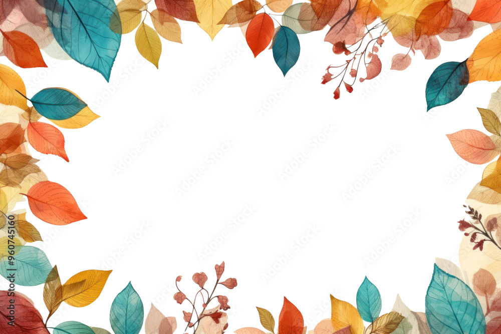 Fototapeta premium PNG Autumn leaves on the white background