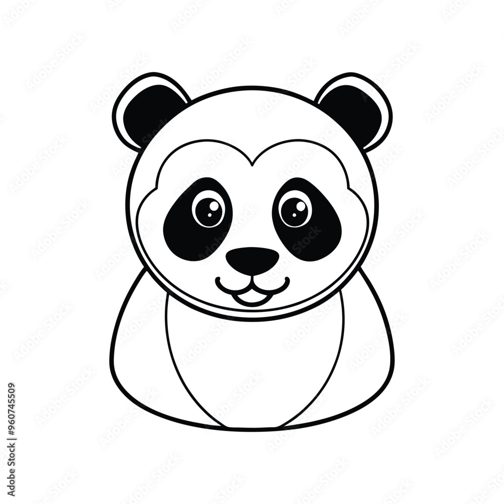 Panda bear vector illustration icon, panda silhouette vector icon on white background.