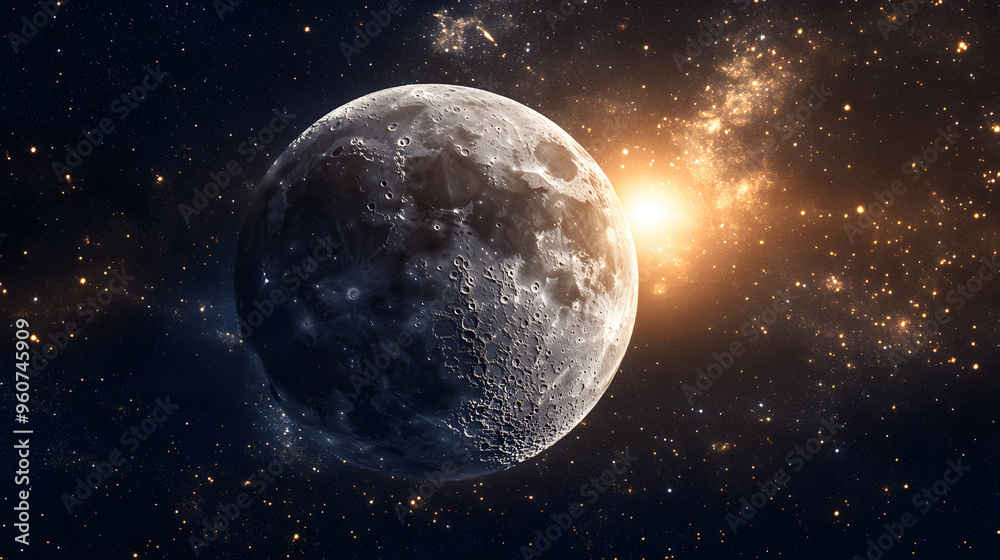 Moon seen from space with Earth in the background Moon seen from space with Earth in the background