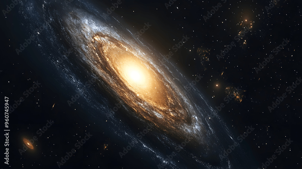 Naklejka premium Digital artwork of the Andromeda galaxy from deep space