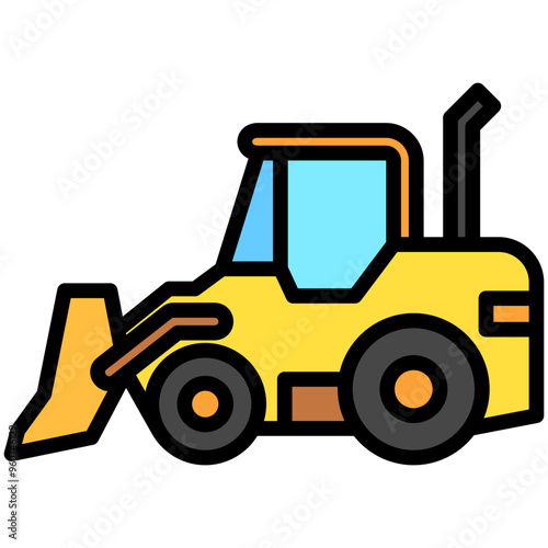 Backhoe Loader lineal multi color icon. related to heavy machinery industry, construction theme. best for UI, UX, app and web development.
