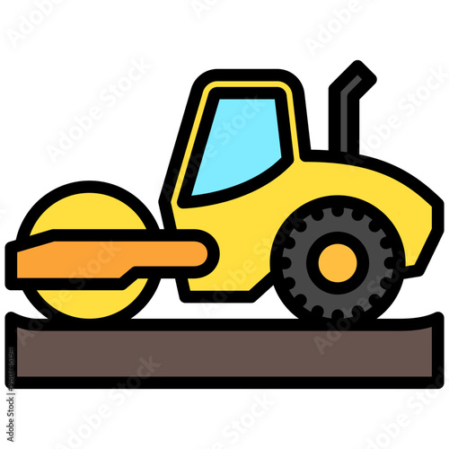 Compactor Roller lineal multi color icon. related to heavy machinery industry, construction theme. best for UI, UX, app and web development.