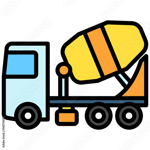 Cement Mixer lineal multi color icon. related to heavy machinery industry, construction theme. best for UI, UX, app and web development.