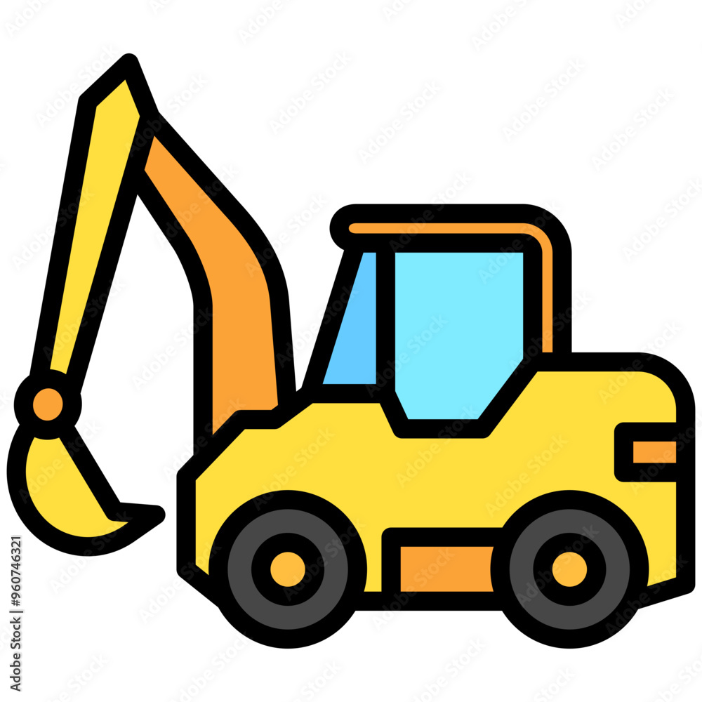 Fototapeta premium Hydraulic Shovel lineal multi color icon. related to heavy machinery industry, construction theme. best for UI, UX, app and web development.
