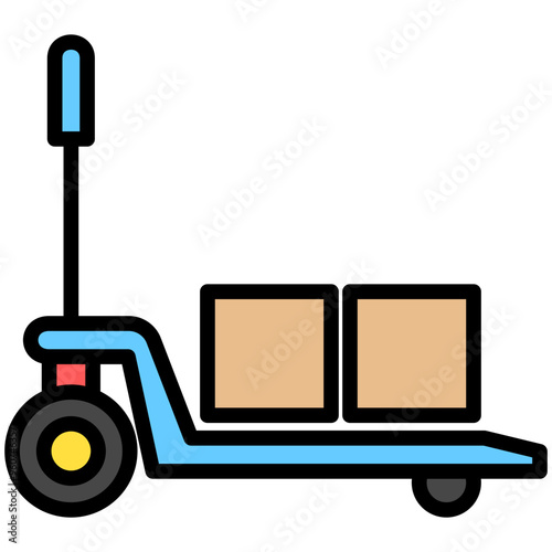 Pallet Jack lineal multi color icon. related to industry, construction theme. best for UI, UX, app and web development.